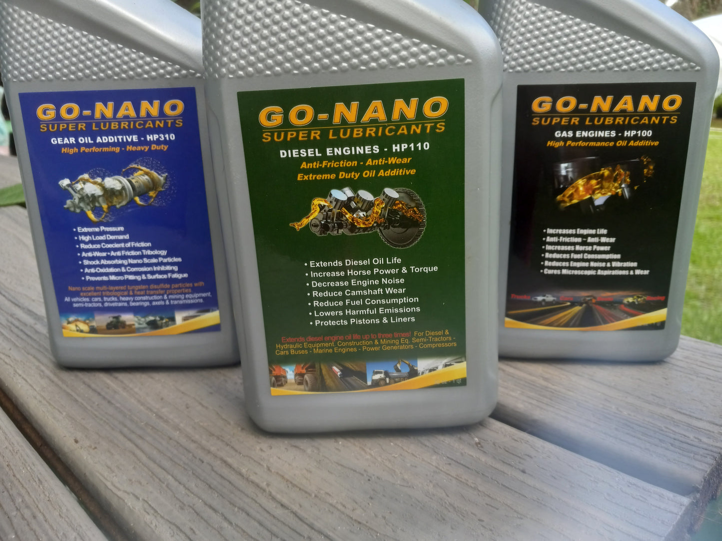 4. Go-Nano Special - Order up to one gallon - Free ShippingChoice of 2, 3 or 4 quarts Gas, Diesel, Gear Box.  We recommend one of each


DIESEL - 1 quart, treats 8 gallons of motor oil.


GAS - 1 quart, treats 8 gallons of mGo-Nano-Lubricantsgallon - Free Shipping Save 20%