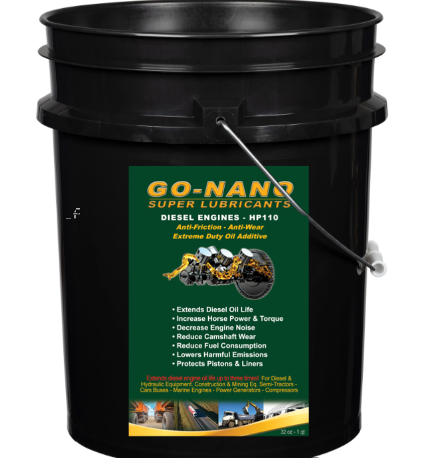 5. Go-Nano Diesel Engine Oil Top-up - Five Gallon Pail - Treats 160 gaGo-Nano Diesel Oil Additive, for ALL Diesel Engines, Semi, Truck, Tractor, Dump, Heavy Equipment, Cars Trucks Generators and compressors. Maximizes performance, reduGo-Nano-LubricantsGo Nano Diesel Oil Additive